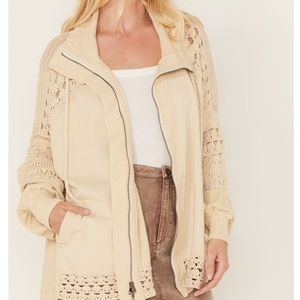 Free People Dune Bug Cardigan Zip Up Cream